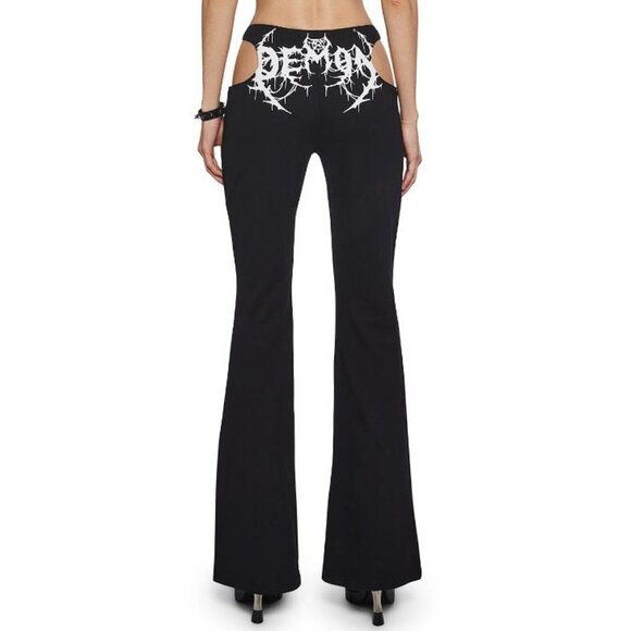DOLLS KILL Women's Widow Demon Maiden Cut Out Pants Size M In Black - Picture 1 of 10